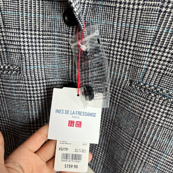 NWT Ines De Fressange Uniqlo Wool Houndstooth Checkered Blazer - XS - Picture 3 of 8